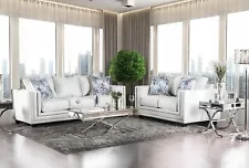 ON SALE - Modern Living Room Off White Fabric Sofa & Loveseat Set Furniture IGEP