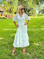 FLASH SALE!!!NWT ZARA BELTED EMBROIDERED DRESS OYSTER WHITE $169 XS-XL