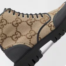 Gucci Men's Novo Maxi GG Lug Sole Lace-Up Boots Size 6.5 Original Price (1,100