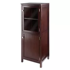 Winsome Brooke 2 Section Solid Wood Jelly Cupboard Cabinet in Walnut