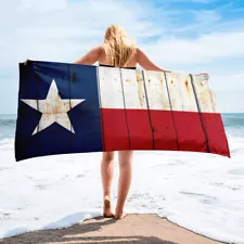 Beach Towel Texas Flag on Old Barn Wood