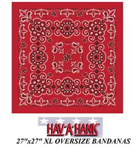 Hav-A-Hank XL BIG SUPER OVER-SIZED RED PAISLEY 27" BANDANA Head Neck Face Scarf