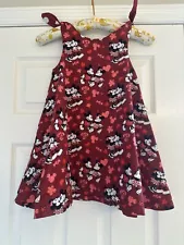 Mickey and Minnie Mouse Love Red Handmade Reversible Swing Ties Dress Polka Dot