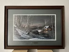 Terry Redlin "Evening with Friends" Deer Town Print Framed 25.5" x 18"