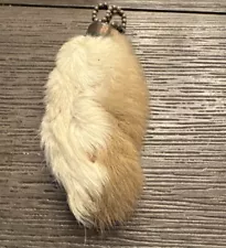 Vintage Lucky Charm Real Rabbit's Foot Keychain '60’s Beige White RARE