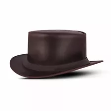 Genuine Leather Top Hat Size Medium Apx 22 - 23 Inches