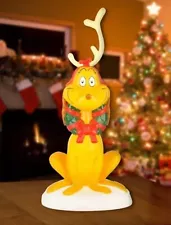 Christmas Lighted Blow Mold Outdoor Decor Grinch Max With Antler Dr. Seuss 24 in