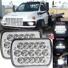 for GMC TopKick C6500 C5500 C4500 Truck Pair 7x6 5x7'' Led Headlights Hi/Lo Halo (For: GMC C6500 Topkick)