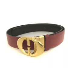 GUCCI GG Logo Buckle Leather 65cm Belt Red/2AB1397