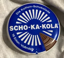 Empty Blue Scho-Ka-Kola Tin