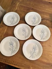 Set of 6 Pfaltzgraff Spruce Plates 8.5” Arborwood, Blue/White Pine Needle Motif