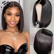 UNice Cambodian Bob Straight Lace Frontal T Part Human Hair Wigs for Black Women