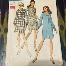 Vintage 1960s Simplicity 8294 Collared Shirt Dress Sewing Pattern 10 XXS CUT