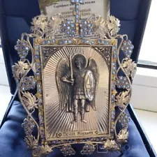 New ListingVintage Icon Archangel Michael Silver 925 Christian Religion Russian Box 20th