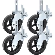 4PCS Scaffolding Caster 8" x 2" Black Wheels w/ Locking Brakes 1-3/8" 4400LBS