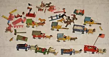 ANTIQUE ERZGEBIRGE PUTZ WOODEN WAGONS AND VEHICLES And Parts Lot