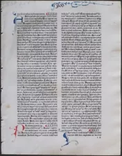 Medieval Bible leaf,Job,chapter 33-37,Froben,Basel,1495.