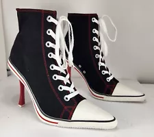 Anne Michelle Nowell Stiletto High Top Sneaker Boot Heels Women's Size 9 US