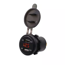 12V/24V 4.2A Dual USB Car Motorcycle Charger Socket Adapter Outlet LED Voltmeter