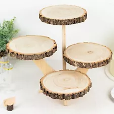 BROWN 15" Round 4 Tier Round Natural Wooden Cupcake Dessert STAND Party Events