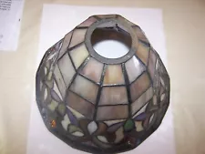 HANDMADE VINTAGE STAINED GLASS MULTI COLOR LAMP SHADE