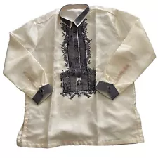 Barong Tagalog Filipino Costume Long Sleeve Button Up Embroidered Men's Size 3XL