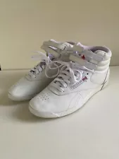 Women Reebok Classic White Leather Hi High Top Freestyle Shoes Sneakers SIZE 7.5