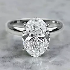 Solitaire 8.73 Carat G VS2 Lab Grown Oval Cut Diamond Engagement Ring 18K