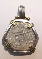 Sao Jose 1622 Shipwreck Recovered 4 Reales Set in 18k / Ster Pendant MAKE OFFER