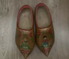 Vintage DUTCH Boy & Girl Wooden Clogs Shoe Hand Carved/Painted Art Hygge Holland