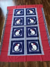 Cats Handmade Quilt Top, Ready to finish - 56 X 80 Cotton Fabric Quality