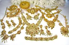 India Indian Bollywood Costume Jewelry Lot Necklace Clip Earrings Hair Pcs