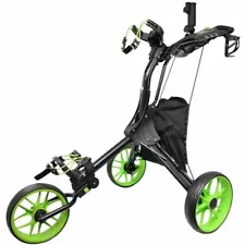 Hoveroid 3 Wheel Foldable Lightweight Golf Push Cart with Foot Brake N8 Lime