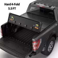 5.5FT Hard 4-Fold Tonneau Cover W/ Lamp For 2015-2024 Ford F150 F-150 Trunk Bed