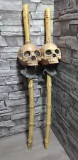 30" Skull Bamboo Stakes Cannibal Head Hunter Halloween Prop Jungle Horror Luau