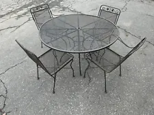 Heavy Wrought Iron Patio Set Table and 4 Chairs **