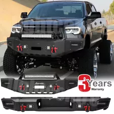 Full Width Front Rear Bumper W/Winch Plate + LEDs For 2007-2013 Toyota Tundra