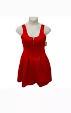 NWT Red Fit and Flare Zipper Front Nicki Minaj Pleated Dress with Pockets M