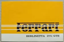 FERRARI BERLINETTA 275/GTB Car Sales Brochure For 1965 ITALIAN/ENGLISH/FRENCH