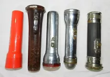 Lot of 5 Vintage Flashlights - Untested