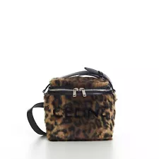 CELINE 1500$ Box Bag - Fluffy Leopard Pattern Textile, Logo Print