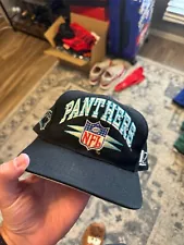 Vintage 90S Carolina Panthers NFL Spike Diamond Hat Snapback Black Logo Athletic