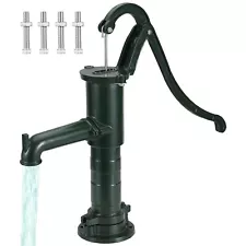 VEVOR Antique Hand Water Pump Pitcher Pump Cast Iron for Yard Ponds Garden Green