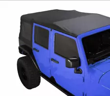 For 07-18 Jeep Wrangler 4 Dr Unlimited Replacement Blk Soft Top W/ Tinted Window