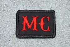 MC Biker Vest Motorcycle Patch, Red on Black