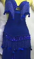 Egyptian Sexy belly dance costume, handmade embroidered bellydance dress unisize