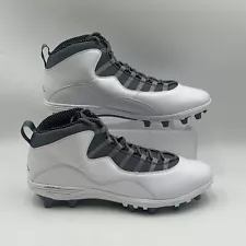 Men's Sz 17 Nike Air Jordan 10 TD Mid Football Cleats Cool Grey White CQ2073 101