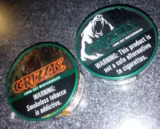 2 EMPTY GRIZZLY 20 year CANS 2021 for Crafts SMOKELESS, NO TOBACCO Tin Mudjug