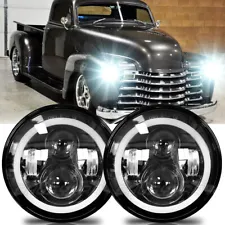 Pair 7" Round LED Headlights Hi/Lo For Chevy Truck 47-1957 C20/30 Pickup 61-1974