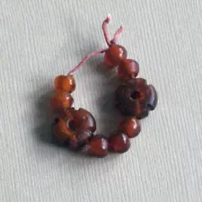 9 Old Amber Beads Small